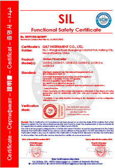 Vortex Flowmeter-SIL Certification (1N191105.Q&TS097)